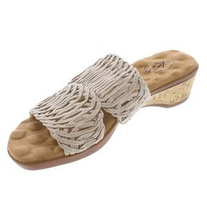 Ros Hommerson Kudos Women's Sandal Light Taupe Braided‎ Fabric Upper Size 9 Wide